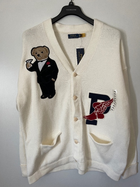 Ralph Lauren Other - Ralph Lauren Ivory Knit Cardigan with Navy Label & Polo Bear Patch NWT XXL.